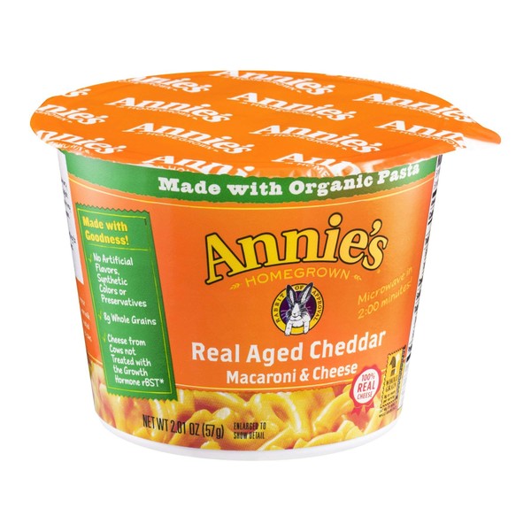 Annie's Homegrown 00058 Aged Cheddar Mac and Cheese, 2.01 oz Cup, 12/Carton12