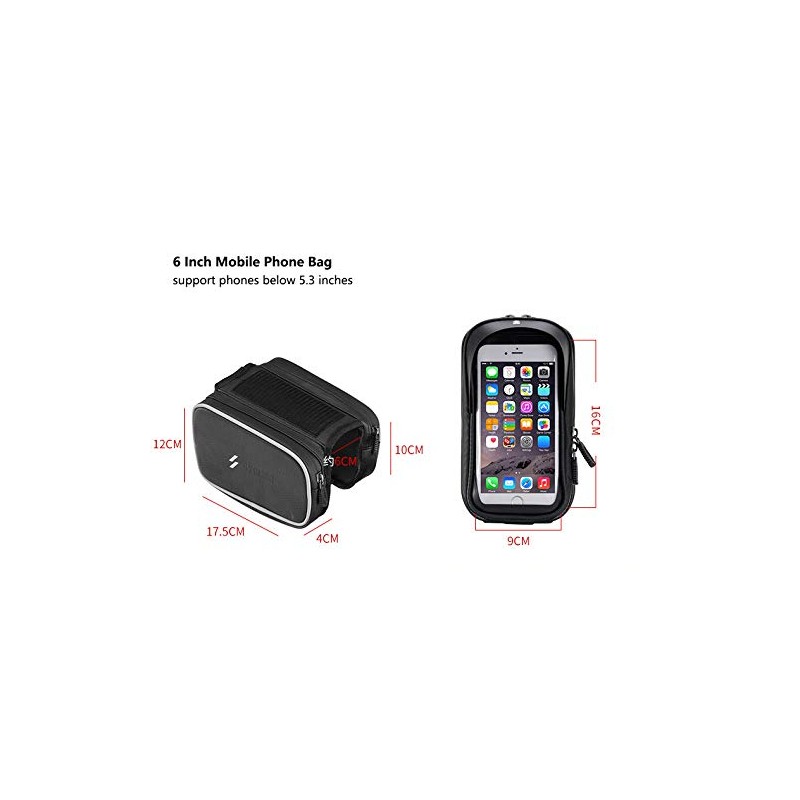 VOANZO Large Capacity Bicycle Frame Bag, 6 Inches Cellphone TPU