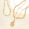 Multilayered Beaded Shell Necklace for Women, Bohemian Colorful Glass Beads
