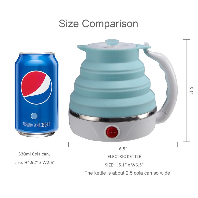 Travel Foldable Electric Kettle, Collapsible Electric Kettle Food Grade Silicone