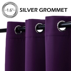 MYSKY HOME Purple Blackout Curtains Elegant for Living Room Light Blocking Room Darkening Solid Grommet Window Coverings for Nursery Kitchen Decoration, 2 Panels, 52 x 84 in, Purple