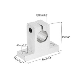 sourcing map 4pcs SK20 Aluminum Linear Rod Rail Shaft Support for 20mm Diameter Shaft, Linear Motion Rail Guides Mounting Bracket for CNC Machine, 3D Printer, Automation Equipment, Silver Tone