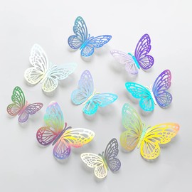 72pcs 3D Removable Butterfly Wall Stickers with Dot Glue for Nursery, Bedroom & Baby Girl Room Decor for Birthday