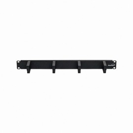 NavePoint 1U Horizontal 19-Inch Rack Mount Cable Management Panel with 4 D-Rings 2-Inches Deep Black