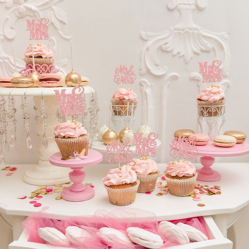 24 piezas de decoración de magdalenas de oro rosa con
