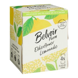Belvoir Farms Sparkling Elderflower Flavored Lemonade | Delicious On It's Own Or As A Mixer | Product of The UK | 4 Cans, 8.4 fl oz (250mL)