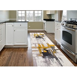 Rugshop Contemporary Modern Abstract Runner Rug 2' x 7' Gold