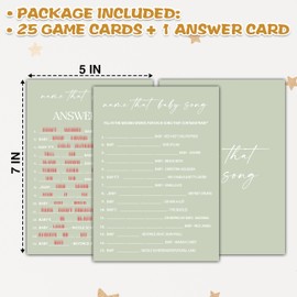 Chuxvon Green Baby Shower Game, Name That Baby Song, 26 Count Cards (C08)