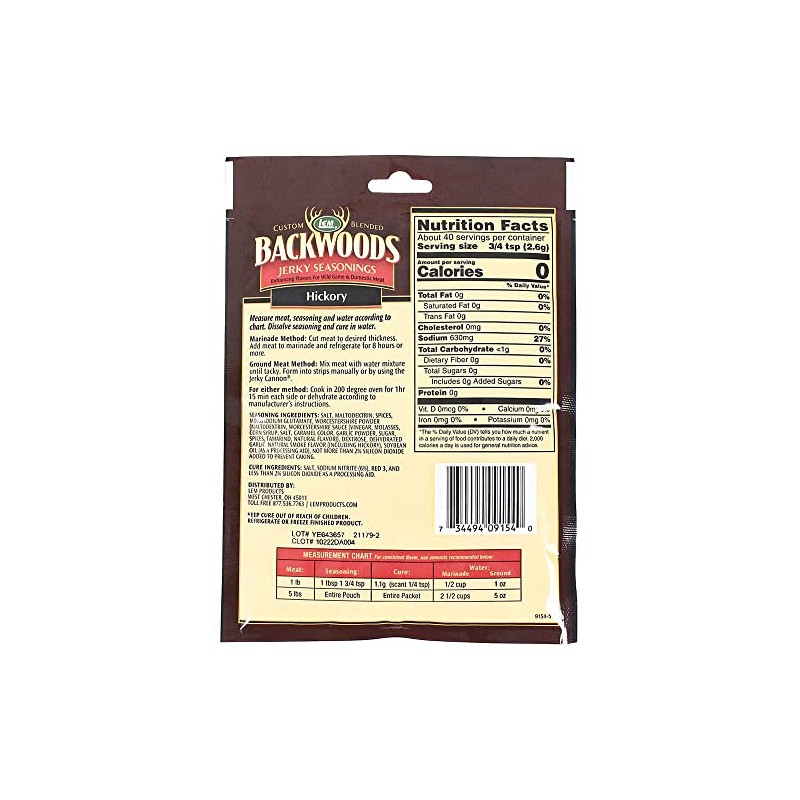 LEM Backwoods Hickory Jerky Seasoning, 3.6oz (103g)