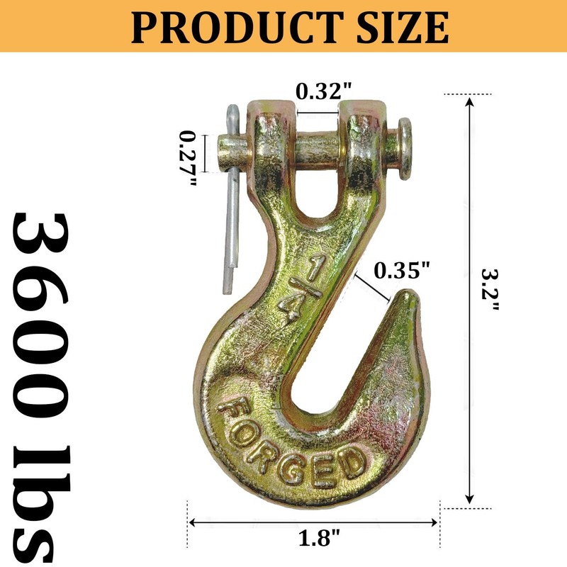 4 Pack 1/4 Inch Clevis Grab Hooks, Yeeson Heavy Duty