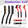Swpeet 8Pcs Red Small Wire Brush Set With Curved Handle