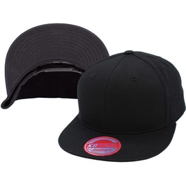 KBETHOS KNW-UNDERBRIM BLK-BLK Classic Snapback Hat Blank Cap Underbrim Cotton Wool Blend Flat Visor Adjustable Unisex
