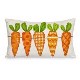 AACORS Easter Throw Lumbar Pillow Cover 12X20 Five Watercolor Carrots Farmhouse Decorative Cushion Case Holiday Spring Decorations for Sofa Couch AA109-12