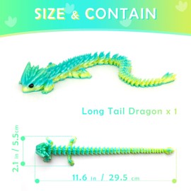 3D Printed Spiky Dragon Fidget, 11.8 Inches Articulated Spikes Dragons Fun Desk Decoration, ADHD 3-d Print Animals, Forest