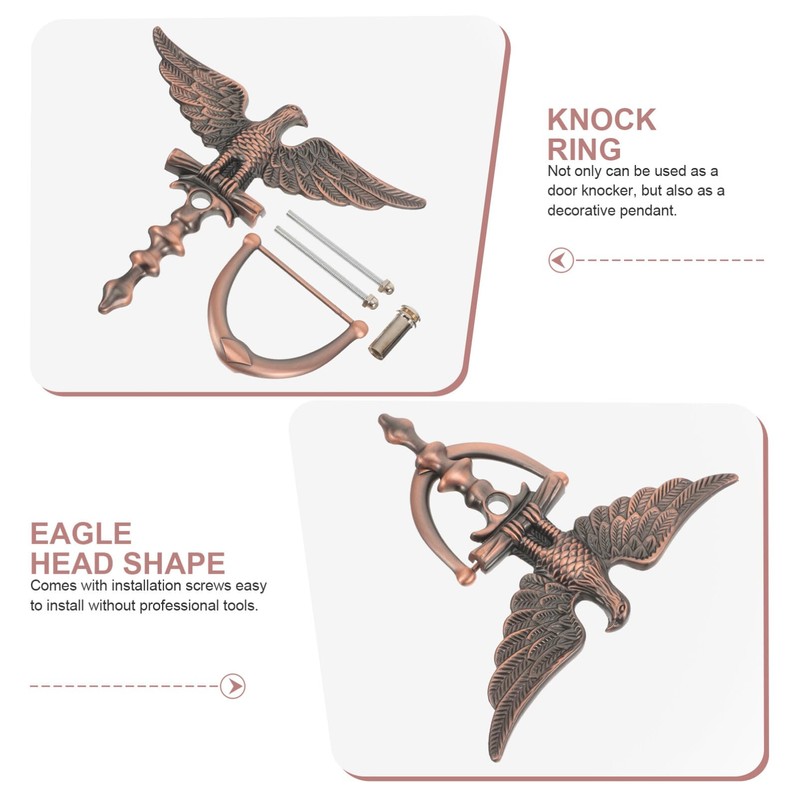 Uonlytech Door Knocker Rustic Eagle Head Front Door Knocker Security