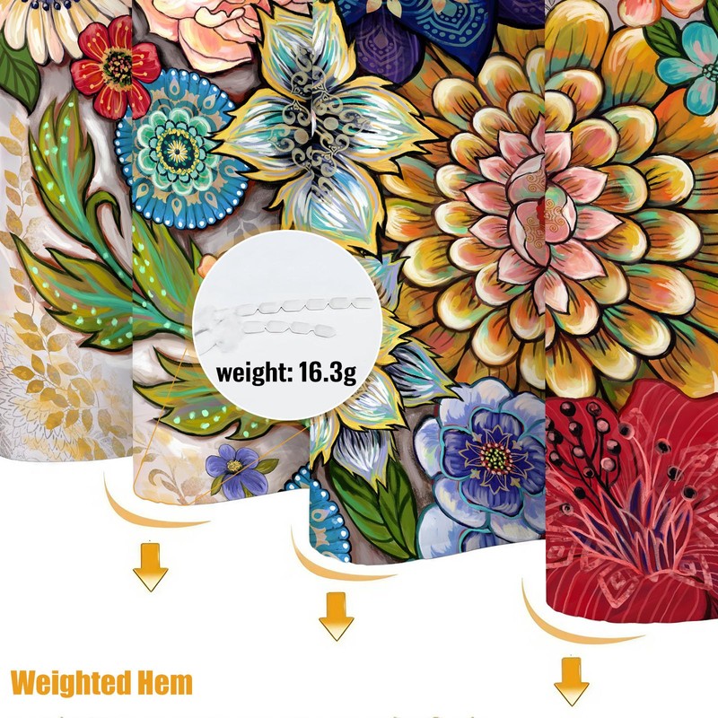 Neasow Boho Floral Shower Curtains for Bathroom, Bright Fabric Blossom