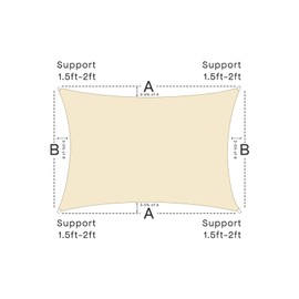 Vexoria Sun Shade Sail Canopy, 6' x 10' Rectangle 95% UV Block Shade Cover for Outdoor, Backyard Patio, Lawn, Garden, Sandbox Carpor Sand