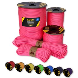EdcX Paracord 4mm, 35+ Solid Colors (10m, 15m, 30m, 50m, 100m, 300m) | Ideal for Crafting, DIY, Camping, Survival, Outdoor | 100% Nylon Rope 4mm | Tactical Cord 550 Type III (Pastel Pink, 10 m)