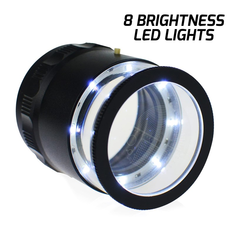 Jewelers Loupe 10X Magnification Magnifier with 8 LED Lights and