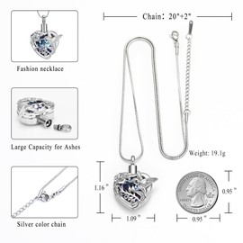 Hummingbird Cremation Jewelry Crystal Heart Urn Ashes Necklace for Women Men Memorial Keepsake Necklace of Loved One