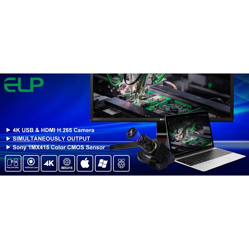 ELP 4K 30FPS USB HDMI USB Camera Manual Zoom Webcam