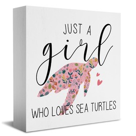 HTBIG Turtle Wood Plaque - Funny Wall Art for Women, Turtle Gifts for Girls Room, Rustic Desk Decor