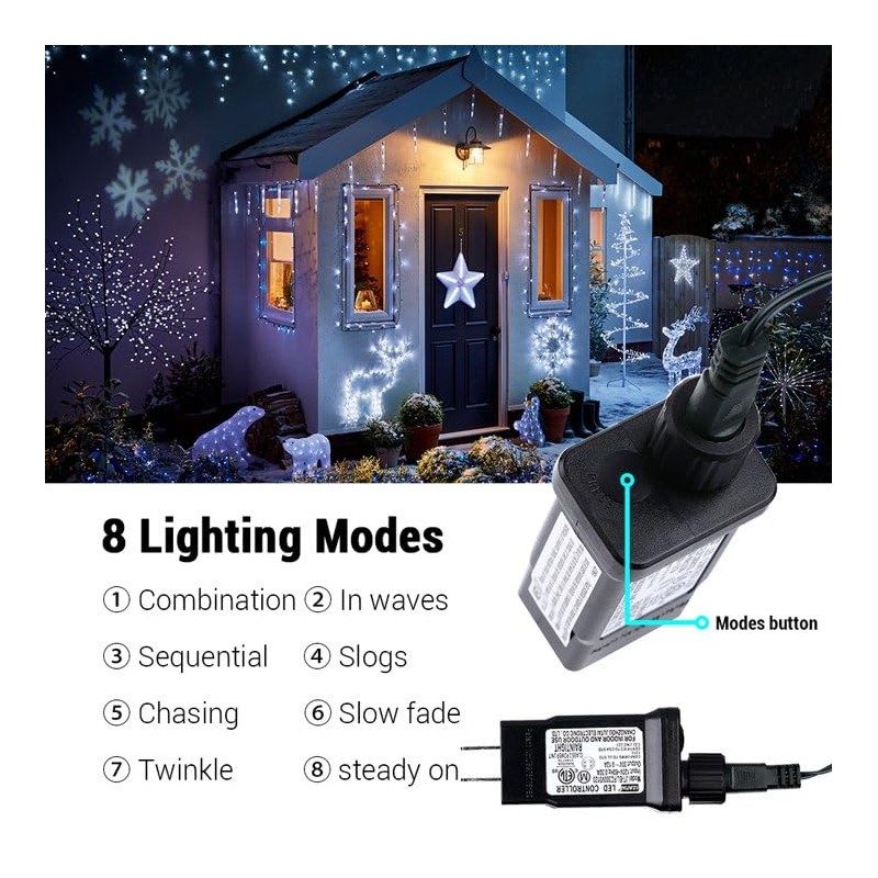 Toodour Christmas Lights White, 82ft 200 LED Christmas String Lights