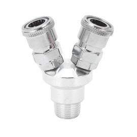 2 Way Manifold Y Hose Connector G12 Thread Quick Coupler Carbon Steel Plated Rotatable Air Splitter Pneumatic Fitting Barbed Fittings