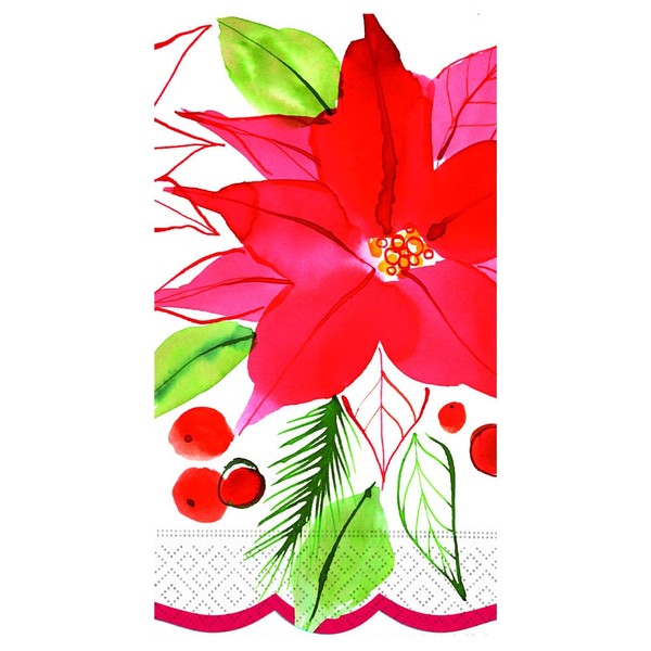Christmas Hand Towels Decorative Paper Hand Towels for Christmas Bathroom Decor Guest Towels Disposable Napkins Poinsettia Red Pak 30
