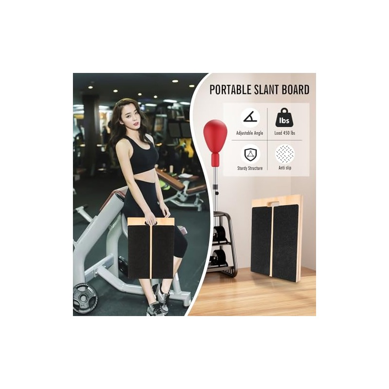 Slant Board for Calf Stretching, Professional Adjustable Portable Wooden Slant