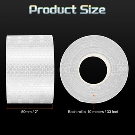HARFINGTON 2 Rolls Reflective Tape 2" x33ft Adhesive Night Safety Warning Tapes Outdoor Bicycle Adhesive Reflector Stickers for Vehicles Trailers Trucks Bike Cars Signs, White
