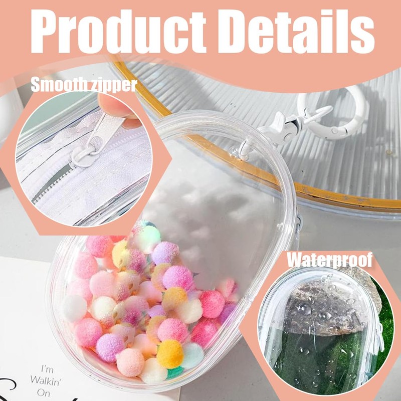 Transparent Doll Bag Protective Case with Small Soft Ball, 17