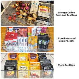 Coffee Pod Holder, Coffee Pods Storage for Counter, Clear Organizer for K Cup, Compatible with Nespresso OriginalLine VertuoLine Capsules & Keurig Pods, Acrylic Coffee Pods Holder with Lid - Clear