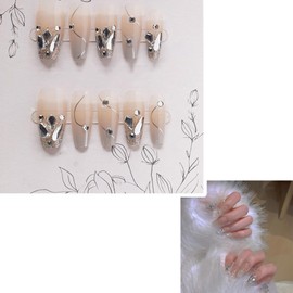 Dengujd Nail Tips, 24 Pieces, Medium, Popular, Japanese Style, Spring, Summer, Autumn, Winter, Cute, Simple, Bride Nails, Humanity, School Entrance Ceremonies, Weddings, Parties, Everyday Use