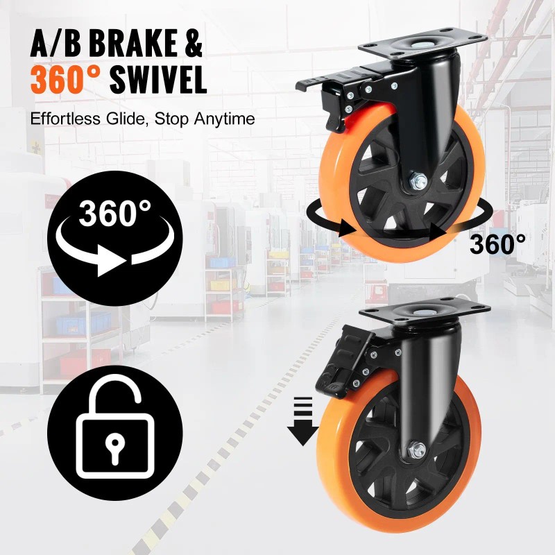 6 Inch Swivel Plate Casters Set 4 Heavy Duty 700