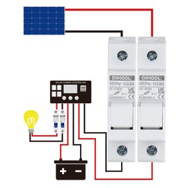 DIHOOL Solar PV Fuse Holder 1-Pole DC1000V 10 x 38 mm DIN Rail Mount,10A Fuse Photovoltaic (4pcs Fuse Holder and 6pcs Fuse)