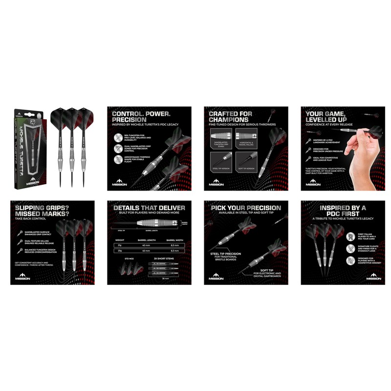 Mission | Michele Turetta Darts | Steel Tip | 95%