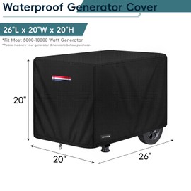 TENTVIA Waterproof Generator Cover,600D Heavy-Duty Oxford Fabric, Dustproof and Waterproof Protection for Generators (Red White Blue, 26''Lx20''Wx20''H)