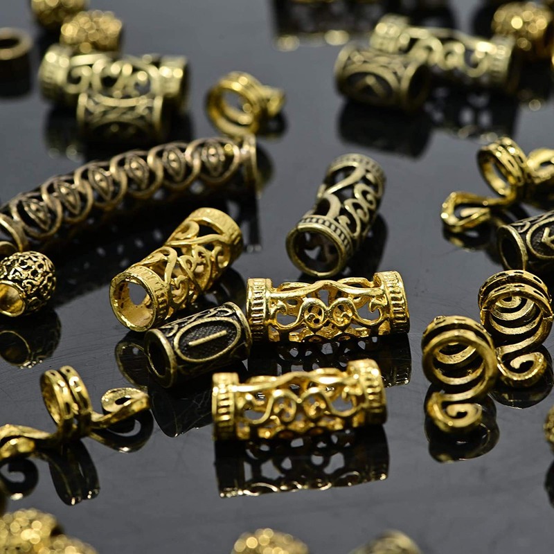 Queta Viking Rune Beads, Nordic Beard Beads, Braiding Beads, Hair