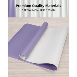 Leather Desk Pad Protector, Purple Desk pad, Office Desk Mat, Non-Slip PU Leather Desk Blotter, Laptop Desk Pad, Waterproof Desk Writing Pad for Office and Home (Light Purple, 31.5" x 15.7")