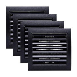 Vent Systems 4'' Inch - Pack of 4 - Anthracite Air Vent Cover Dryer Vents and Bathroom Exhaust Vents Pipe, Black Louvered Opening Flap Vent Keeps Out Insects, Birds and Rodents, Anthracite/Black