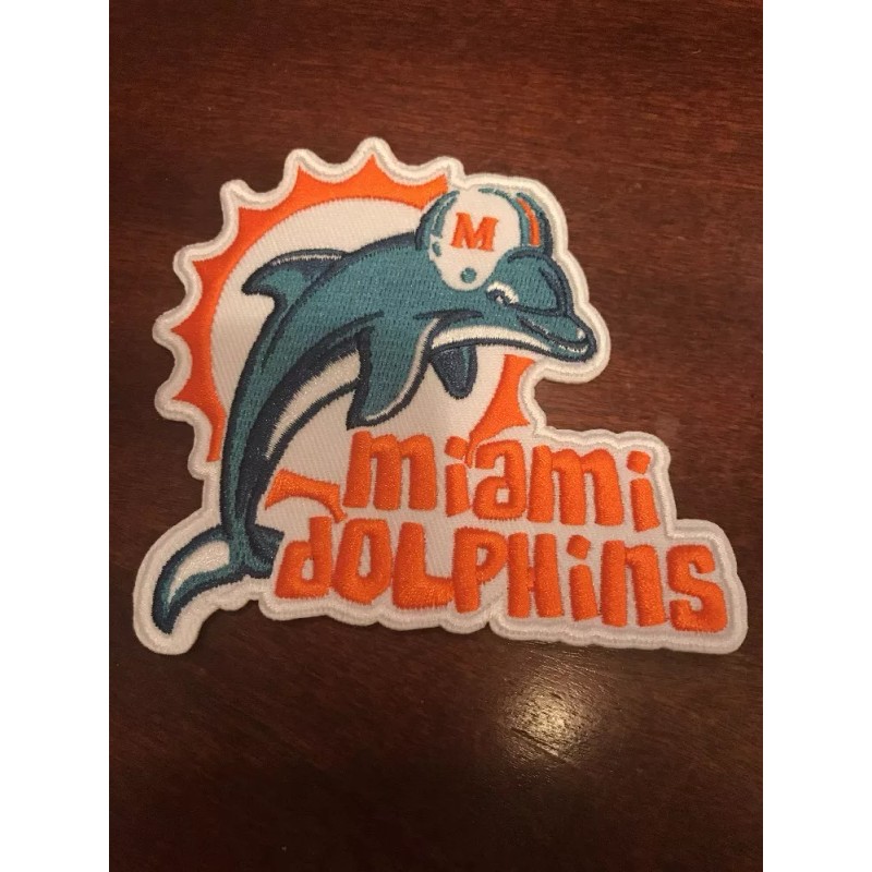 Unbranded MIAMI DOLPHINS Vintage Embroidered Iron On Patch RARE 4"
