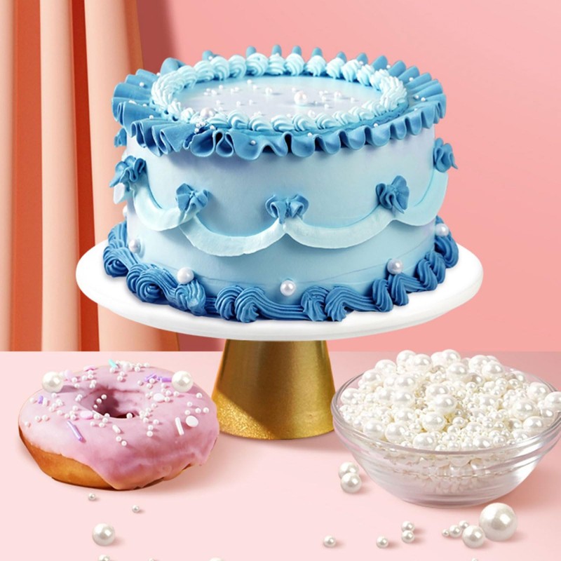 Sprinkles for Cake Decorating, White Pearl Sprinkles 4 Sizes Mix