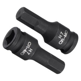 CoCud Impact Hex Bit Socket, 7mm (H7) Metric 35mm Long, Chrome Molybdenum Steel One Piece Construction 1/4" Drive Impact Socket - (Applications: for Installation Removal Fasteners),2pcs