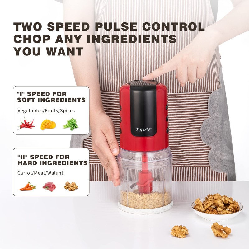 PULOYA Mini Prep Food Processor 2 Cup Small Electric Food