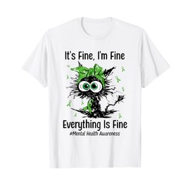 Mental Health Warrior Awareness Black Cat Brain Illness T-Shirt