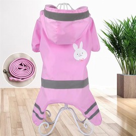 Barkworthies Dog Raincoat, Waterproof Jacket with Reflective Stripe, Hooded Slicker Dachshund Doggy Dog Poncho with Leash