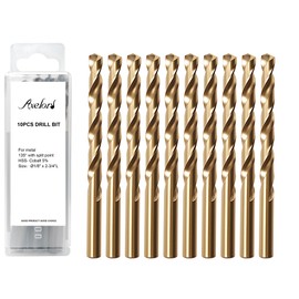 Axelord 1/8" Cobalt Drill Bit Set (10Pcs), M35 HSS, 135 Degree Tip, Twist Jobber Length for Hardened Metal, Stainless Steel, Cast Iron, Wood, and Plastics, with Index Storage Case