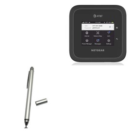 BoxWave Stylus Pen Compatible with Netgear Nighthawk M6 Pro Mobile Hotspot (MR6500) - DualTip Capacitive Stylus, Fiber Tip Disc Tip Capacitive Stylus Pen - Metallic Silver