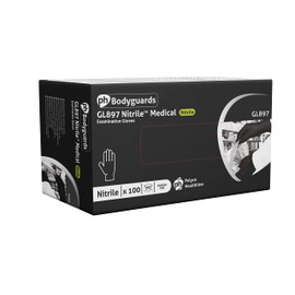 Large ORIGINAL GL8973 Polyco Bodyguards Disposable Black Nitrile Examination Gloves | Medical | Industrial | Hair, Beauty | Food | Janitorial | Powder Free | Latex Free | 1 Box of 100
